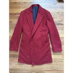 FRERE Red DB PEAK DOUBLE FACE CASHMERE OVERCOAT Coat Sz 40